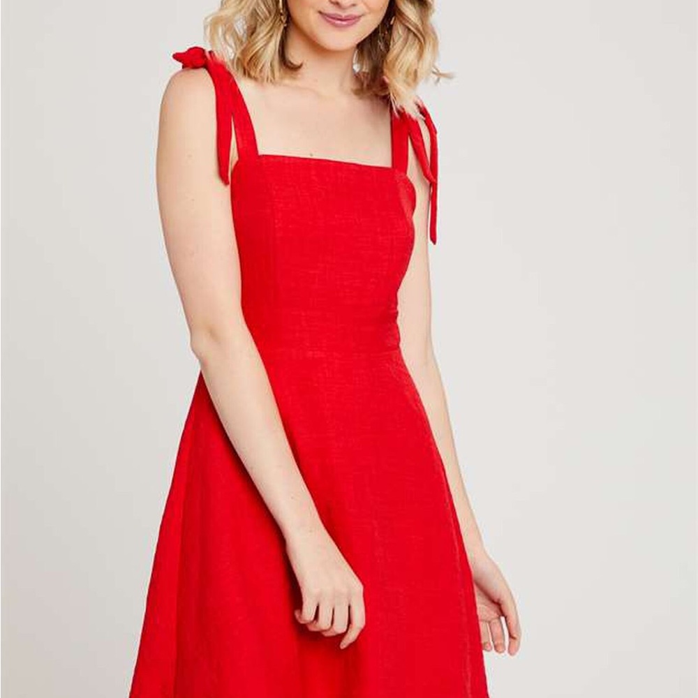 red tie bow shoulder altar’d state mini dress